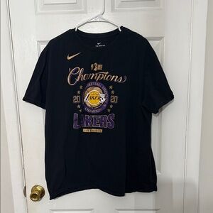 Nike Black Champions T-Shirt with Gold and Purple Graphics